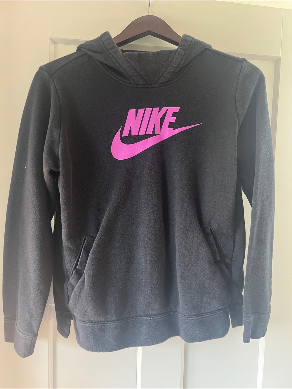 Nike Black Hoodie with Bright Pink Swoosh